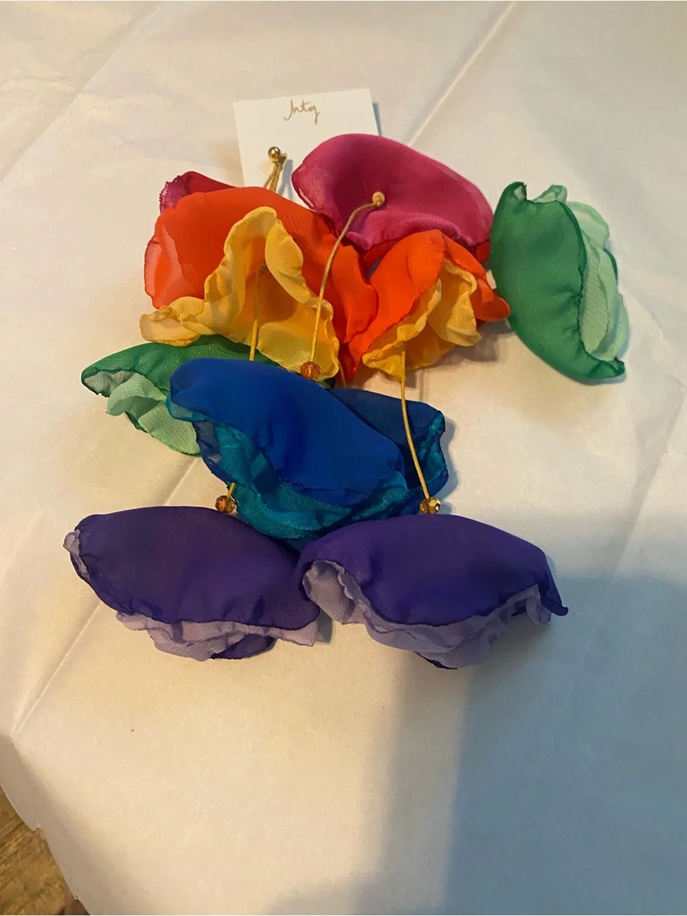 Multicolor Floral Drop Earrings - Vibrant Rainbow Petals